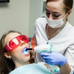 a woman is getting diode laser treatment